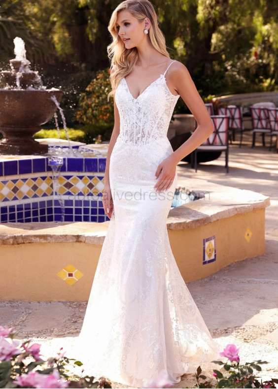 Ivory Full Lace Unique Mermaid Wedding Dress